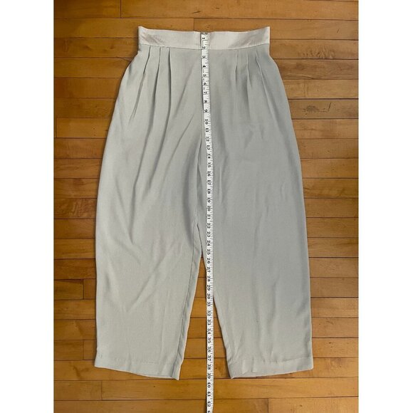 Vintage Silver & Gray Pleated Crepe Wide Leg Pants Size 12 Medium Large - Picture 6 of 8